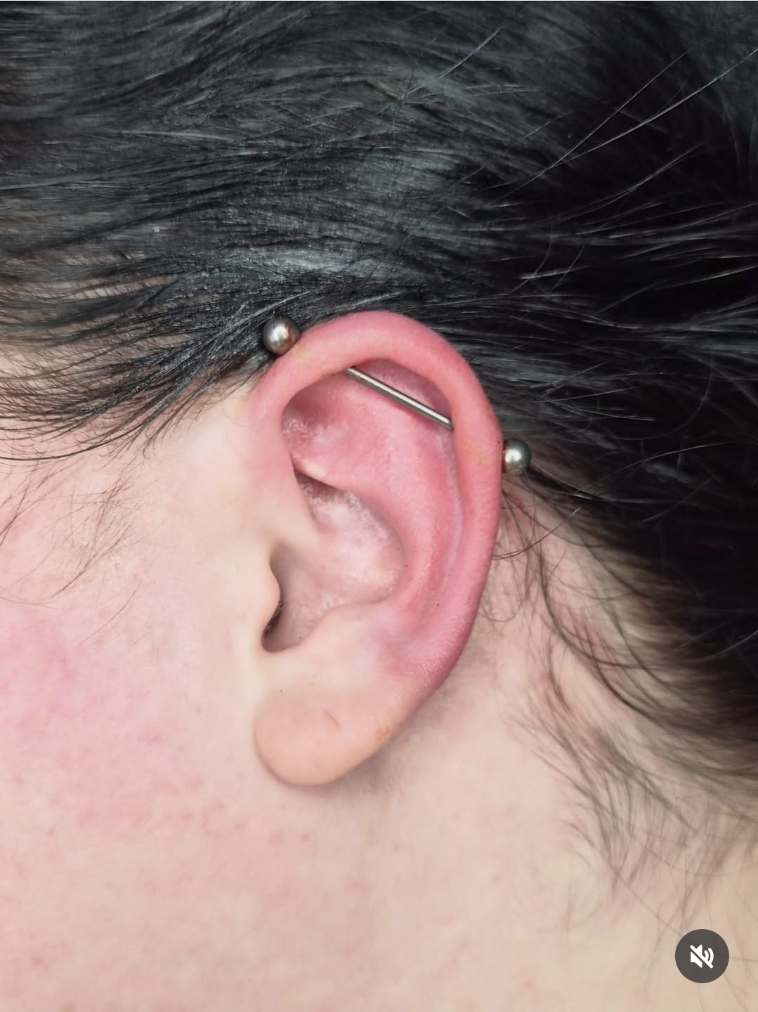 Industrial barbell piercing